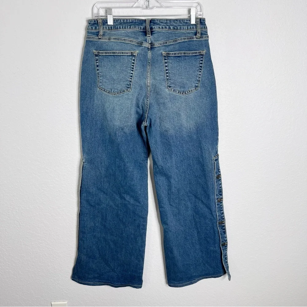 Nili Lotan X Target Wide Leg Jeans Women’s Size 12 Snap Button Sides C